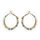 Bohemian Boho Round Circle Big Hoop Earrings with Glass Beads EJEW-JE04618-4