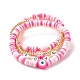 Handmade Polymer Clay Heishi Beads Stretch Bracelets Set BJEW-JB07406-03-1