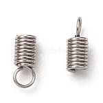 304 Stainless Steel Terminators, Coil Cord Ends, Stainless Steel Color, 11x5mm, Hole: 3mm