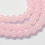 Backen gemalt Nachahmung Jade Glas runden Perle Stränge, rosa, 10~10.5 mm, Bohrung: 1.5 mm, ca. 85 Stk. / Strang, 31.4 Zoll