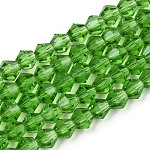 5301 perles bicône imitation cristal autrichien, Chapelets de perles en verre à facettes, lime green, 4x4mm, Trou: 1mm, Environ 88~89 pcs/chapelet, 12.99~13.39 pouce