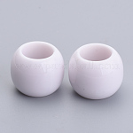 Opaque Acrylic Beads, Large Hole Beads, Round, White, 22x19mm, Hole: 8.5mm, about 85pcs/500g