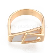 Natural Shell Trapezoid Open Cuff Ring RJEW-N039-12LG