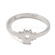 304 Stainless Steel Flower Adjustable Ring for Women RJEW-M149-03P