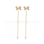 Brass Micro Pave Clear Cubic Zirconia Stud Earring Findings KK-S356-619-NF