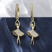 Латунные серьги-кольца из прозрачного кубического циркония EJEW-F362-15G