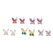 Серьги-гвоздики из платины и бабочки из латуни EJEW-L270-07P