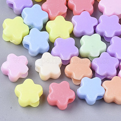 Perles européennes en acrylique opaque, Perles avec un grand trou   , fleur, couleur mixte, 10.5x10x6mm, Trou: 4mm, environ 2000 pcs/500 g