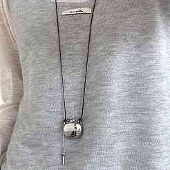 Colliers pour femmes avec pendentif en alliage et cordon ciré noir&nbsp;WG8C0D7-02