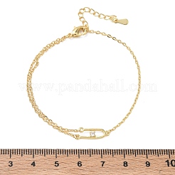 Bracelets en laiton à maillons en zircone cubique transparent&nbsp;BJEW-E114-01E-G