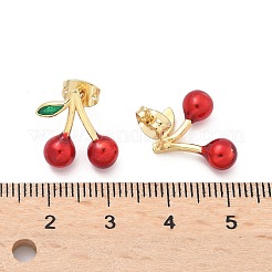 Boucles d'oreille en laiton émaillé&nbsp;EJEW-Q017-01B-G