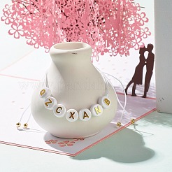 Bracelet en perles tressées rondes plates en acrylique avec lettres pour femmes&nbsp;BJEW-JB07571-01