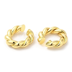 Gestellplattierte Messing-Ohrringe mit Twist-Seil-Manschette für Damen&nbsp;EJEW-D059-09G