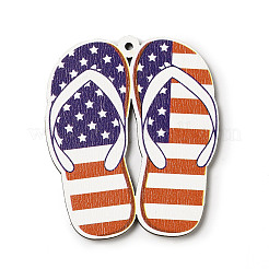 Amerikanische Flagge Thema Single Face gedruckt Espenholz Schuh große Anhänger&nbsp;WOOD-G014-14