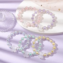 Braccialetto elasticizzato da donna con perline orsetto acrilico luminoso&nbsp;BJEW-JB09775