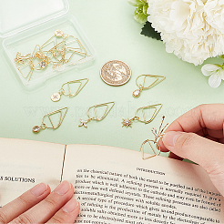 12 Stück 6 Stile Blume/Schneeflocke/Bowknot Messing Mikro-Kubikzirkonia-Charm-Lesezeichen&nbsp;AJEW-AB00184