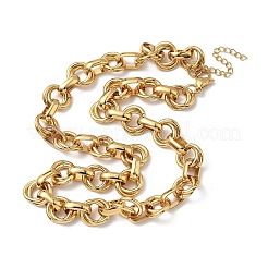 Halsketten mit Doppelringgliedern aus Edelstahl 304&nbsp;NJEW-S453-02P-A