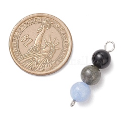 Gefärbte natürliche malaysische Jade & schwarzer Onyx (gefärbt und erhitzt) & Amethyst & Labradorit & Rosenquarz runde Perlen-Verbindungsanhänger&nbsp;PALLOY-JF04052-01