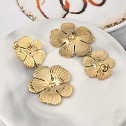 Orecchini pendenti a forma di fiore in acciaio inossidabile 304&nbsp;EJEW-K268-70G