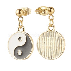 3 Paar flache runde Ohrringe im 3-Stil mit Yin-Yang-Legierungs-Emaille-Ohrringen und Ohrsteckern und Brisuren&nbsp;EJEW-JE04893