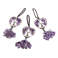 Puces enveloppées de fil pierres précieuses naturelles grandes décorations pendentif&nbsp;HJEW-H057-01