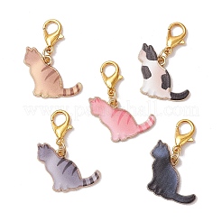 5 stücke 5 farben katze formen legierung emaille anhänger dekorationen&nbsp;HJEW-JM03029