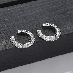 Messing Micro Pave klare Zirkonia Manschette Ohrringe&nbsp;EJEW-I249-14P