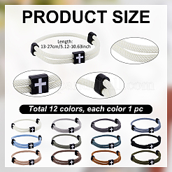 12 Stück geflochtene Armbänder aus Polyesterkordel in 12 Farben.&nbsp;BJEW-WR0001-05