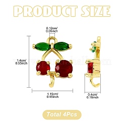 4 Stück Messing Pavé grün und rot Zirkonia Kirsche Verbinder Charms&nbsp;KK-FS0001-84
