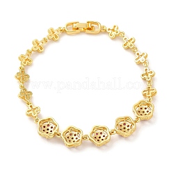Mittelviolettes rotes Zirkonia-Blumen-Gliederarmband&nbsp;BJEW-M296-03G