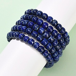 Braccialetti elastici in perle di lapislazzuli naturali di grado ab+&nbsp;BJEW-F523-06A