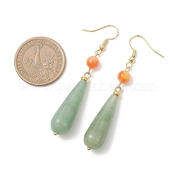 Aretes colgantes de lágrima de aventurina verde natural&nbsp;EJEW-JE06848-01