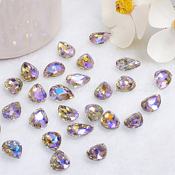 Cabochons en verre avec strass de dos avec point&nbsp;RGLA-OC0001-30