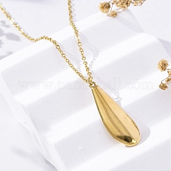 Colliers à chaîne en acier inoxydable 304 avec pendentif en forme de larme pour femmes&nbsp;NJEW-A038-01G