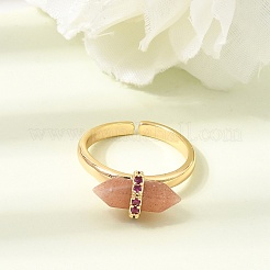 Anillos abiertos de latón con micropavé de circonitas cúbicas para mujer&nbsp;GG-CBA0B5A-03G-06