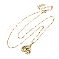 Collares colgantes de acero inoxidable 304 con forma de corazón de malla&nbsp;NJEW-M096-12G