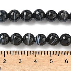 Natürliche schwarze gestreifte Achat- / Bandagatperlenstränge&nbsp;G-C267-C01-8mm