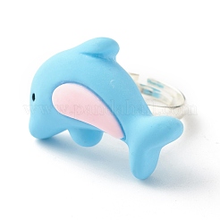Harz 3d Delphin verstellbare Ringe&nbsp;RJEW-JR00428-02