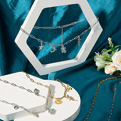 10 collar de cadena con clip de acero inoxidable de 2 colores para mujeres y hombres.&nbsp;NJEW-SC0001-39