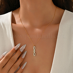 Collane con ciondolo ovale geometrico in acciaio inossidabile con micro pavé di zirconi cubici trasparenti per donna&nbsp;JD6155