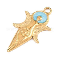 Anhänger aus Edelstahl 304 mit blauer Emaille&nbsp;STAS-E524-09G