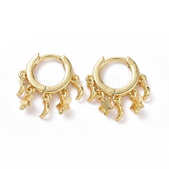 Latón pendientes de aro Huggie&nbsp;EJEW-K083-44G