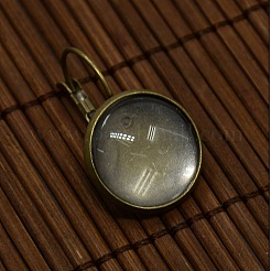 Cabochon-Abdeckung aus klar gewölbtem Glas und Fassungen für den Ohrring aus Messing für Heimwerker&nbsp;DIY-X0160-AB-NR