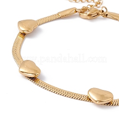 Ionenplattierung (IP) 304 Edelstahl Herz Perlen Fischgrätenkette Armband für Frauen&nbsp;BJEW-G656-05G