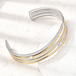 Brazaletes tipo brazalete de acero inoxidable 304 bicolor de múltiples hilos para mujer.&nbsp;SA-CBA82C8-06GP