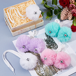 4 Paar Rollschuh-Pompons in zwei Farben mit Glockenanhänger aus Legierung und Polyesterkordel&nbsp;FIND-FH0017-38