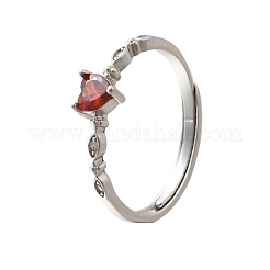 Bagues réglables en argent sterling plaqué rhodium avec 925 zircone cubique&nbsp;RJEW-D300-05P-02