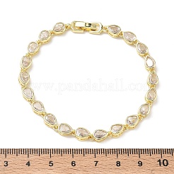 Tropfenförmige Gliederkettenarmbänder aus Messing mit Mikropflaster und klaren Zirkonia für Damen&nbsp;BJEW-C156-07A-G