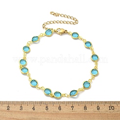 Cavigliere con catena a tazza in strass acrilico tondo piatto in acciaio inossidabile 304 per le donne&nbsp;AJEW-B031-02G-03