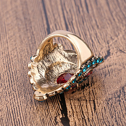 Anillos de dedo de aleación retro y rhinestone&nbsp;FS-WG56BBF-03